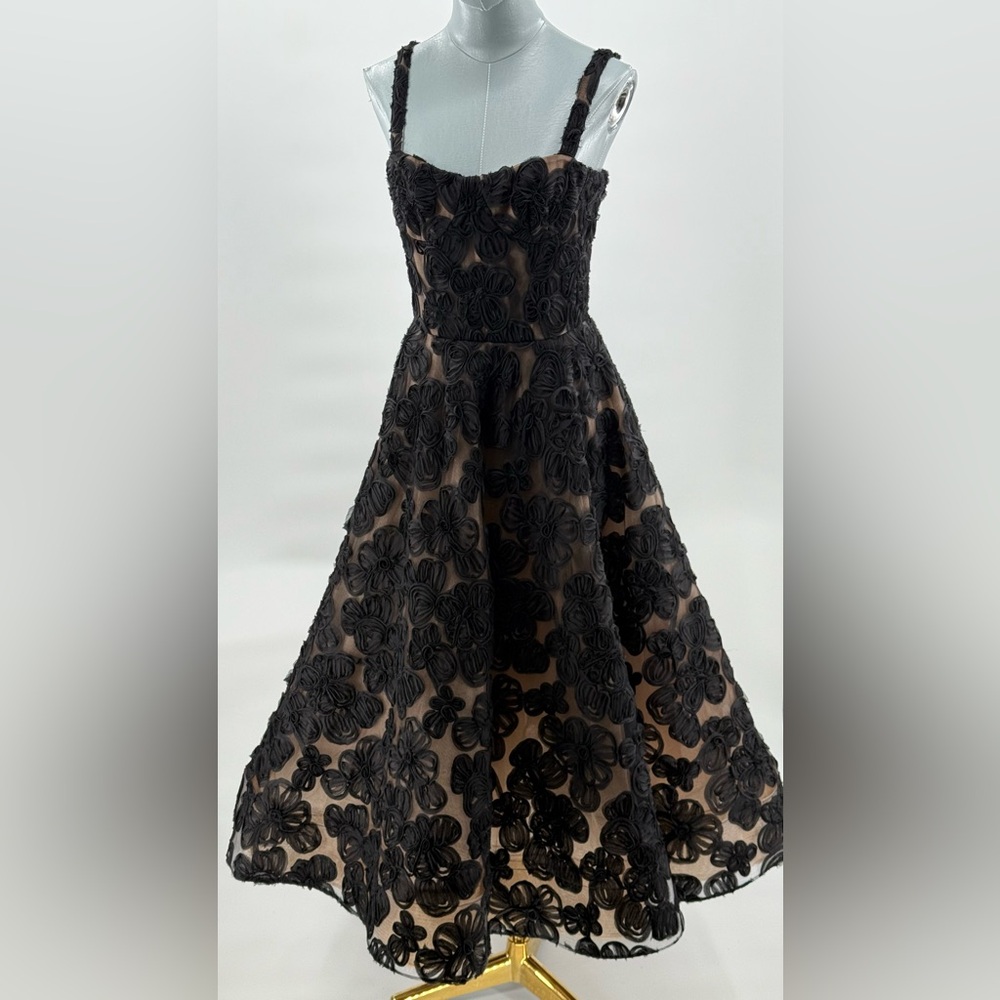 🆕 BRONX & BANCO 🧿 NWOT Sabrina Midi Dress, Black Floral - Sz M / US 6 - Picture 13 of 17
